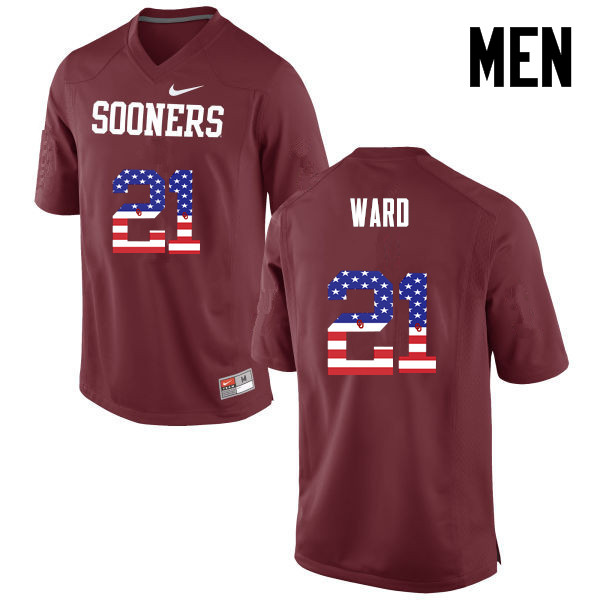 Oklahoma Sooners #21 Greg Ward College Football USA Flag Fashion Jerseys-Crimson